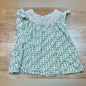 Mini Boden Smocked Paisley Short Sleeve Top Girls Size 5-6Y